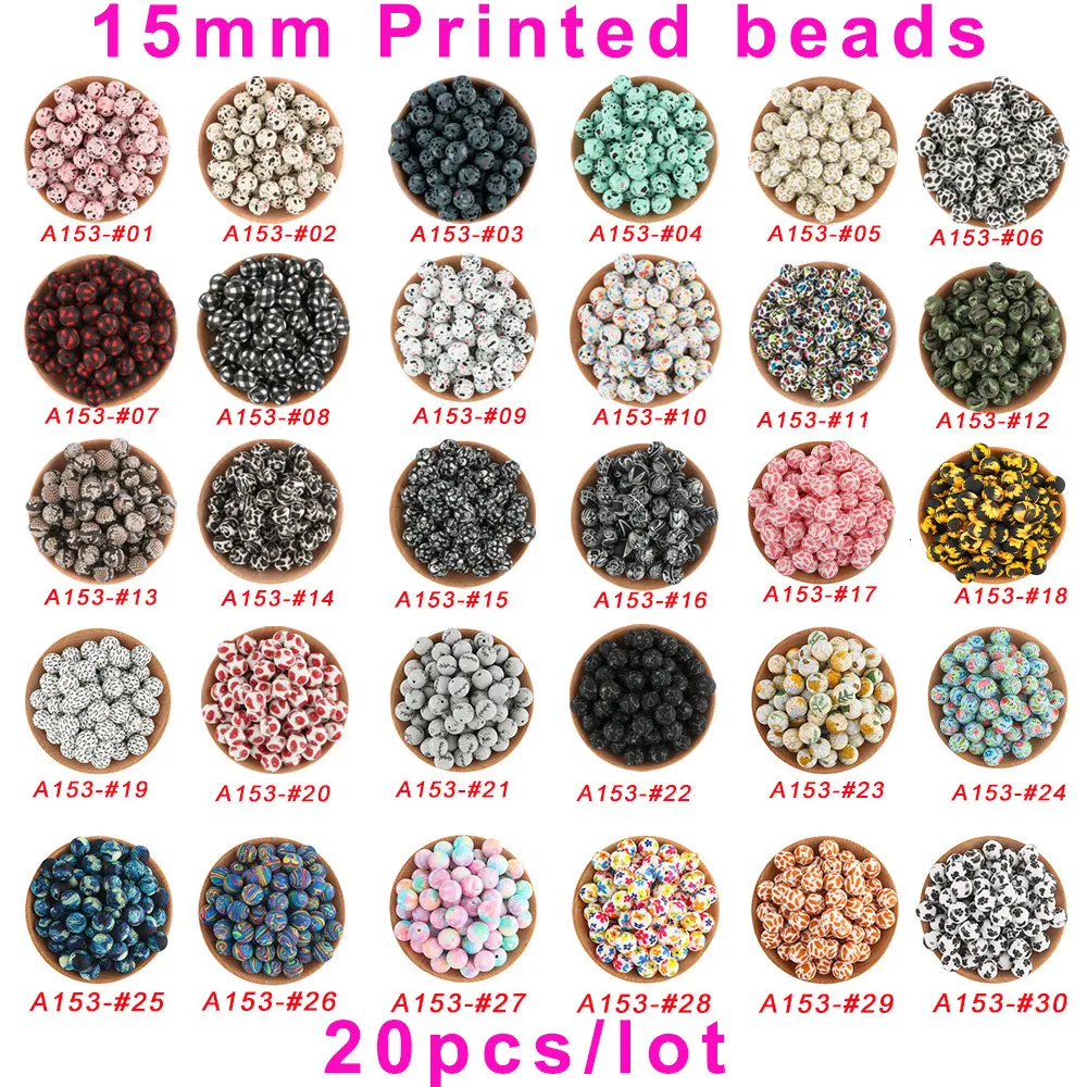 Baby Teethers Toys Kovict 20PcsLot 15mm Leopard Silicone Beads Round Printed Bead DIY Pacifier Chain Bracelet Necklace Jewelry Accessories 230518