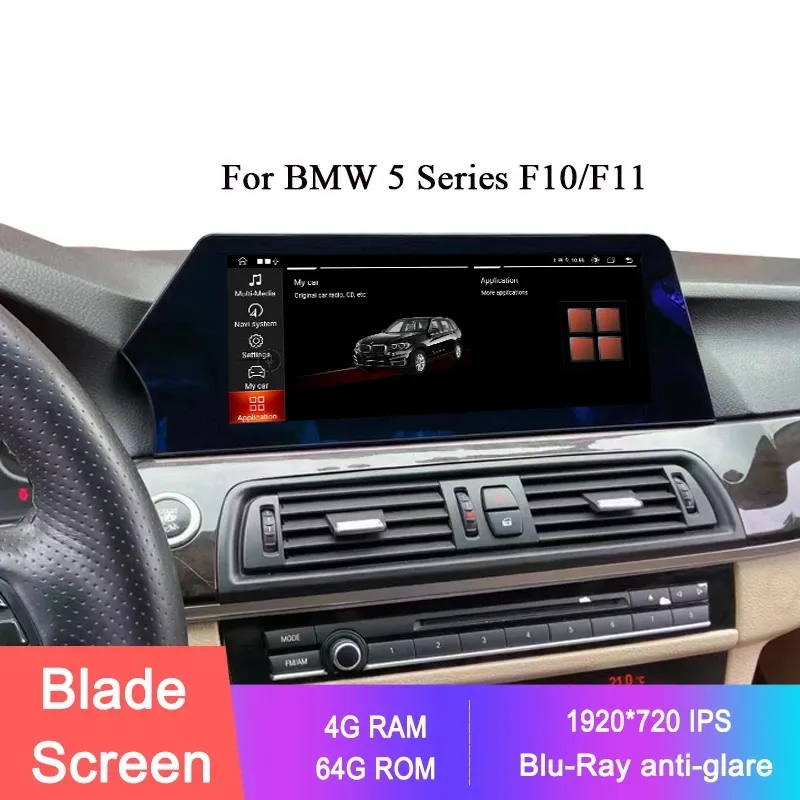 Lecteur multimédia tout-en-un Android de voiture de 12.3 pouces pour BMW série 5 F10 F11 Radio stéréo GPS Navigation Auto Apple Carplay