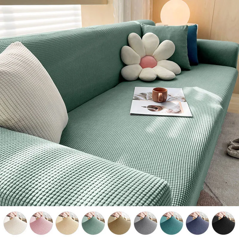 Stolomslag Levivel Stretch Jacquard Sofa Cover Elastic Plain Color Sofa Covers For Living Room Slipcover Couch Cover Furniture Protector 230517