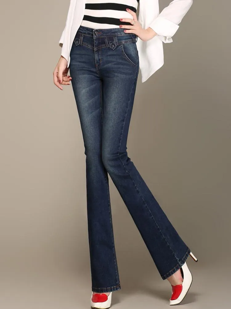 Джинсы Xisteps 2022, джинсы с высокой талией, женские узкие женские джинсовые брюки, уличная одежда, большие размеры, расклешенные брюки, тонкие брюки, высокая эластичность