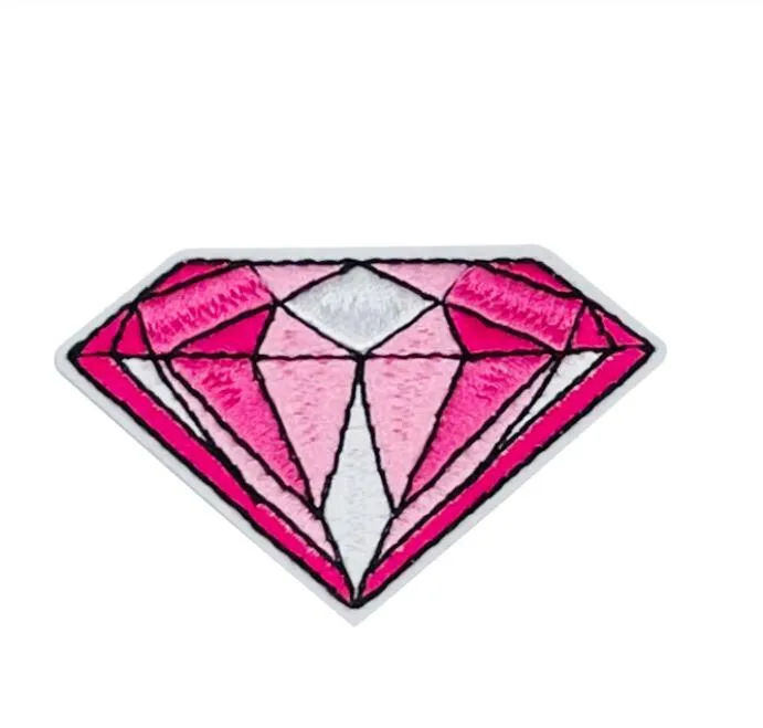 Diamanten-Aufnäher, Größe: 6,2 x 4,0 cm, Cartoon-Aufnäher zum Aufbügeln auf Stoff, bestickte Applikation, Nähen, Kleidung, Bekleidung, Accessoires, Rosa