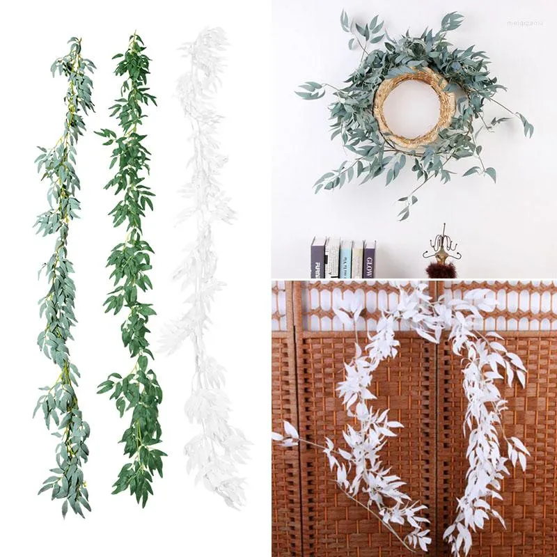 Decorative Flowers 174cm Artificial Green Leaf Garland Vine Willow Leaves Faux Foliage Wreath Wedding Party Home Decoration Fake Plants