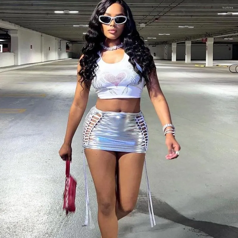 Skirts Echoine Summer Sexy Skinny Side Hollow Out Bandage Lace Up