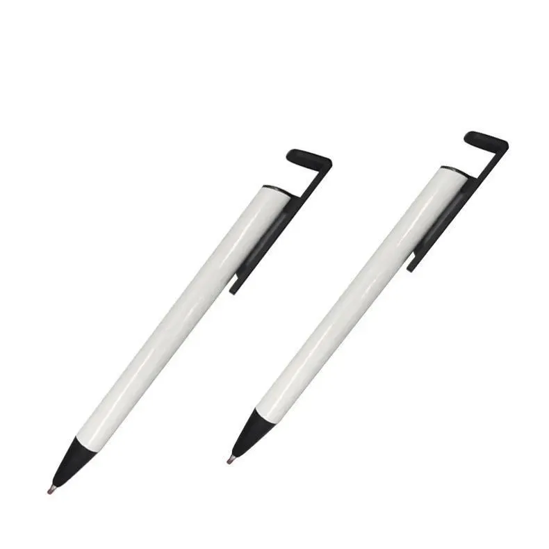 Nouveaux stylos de sublimation avec des enveloppes rétractables faveur du parti Cartouche DIY Blanks Supports de téléphone Transfert de chaleur Blanc Stylo à bille Cadeaux pour les étudiants 0726