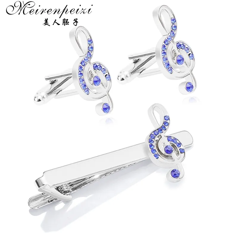 Meirenpeizi Tie Clip Clip Musical Note Запонка для мужчин классический метр зажимы зажимы заполотки металлические галстуки