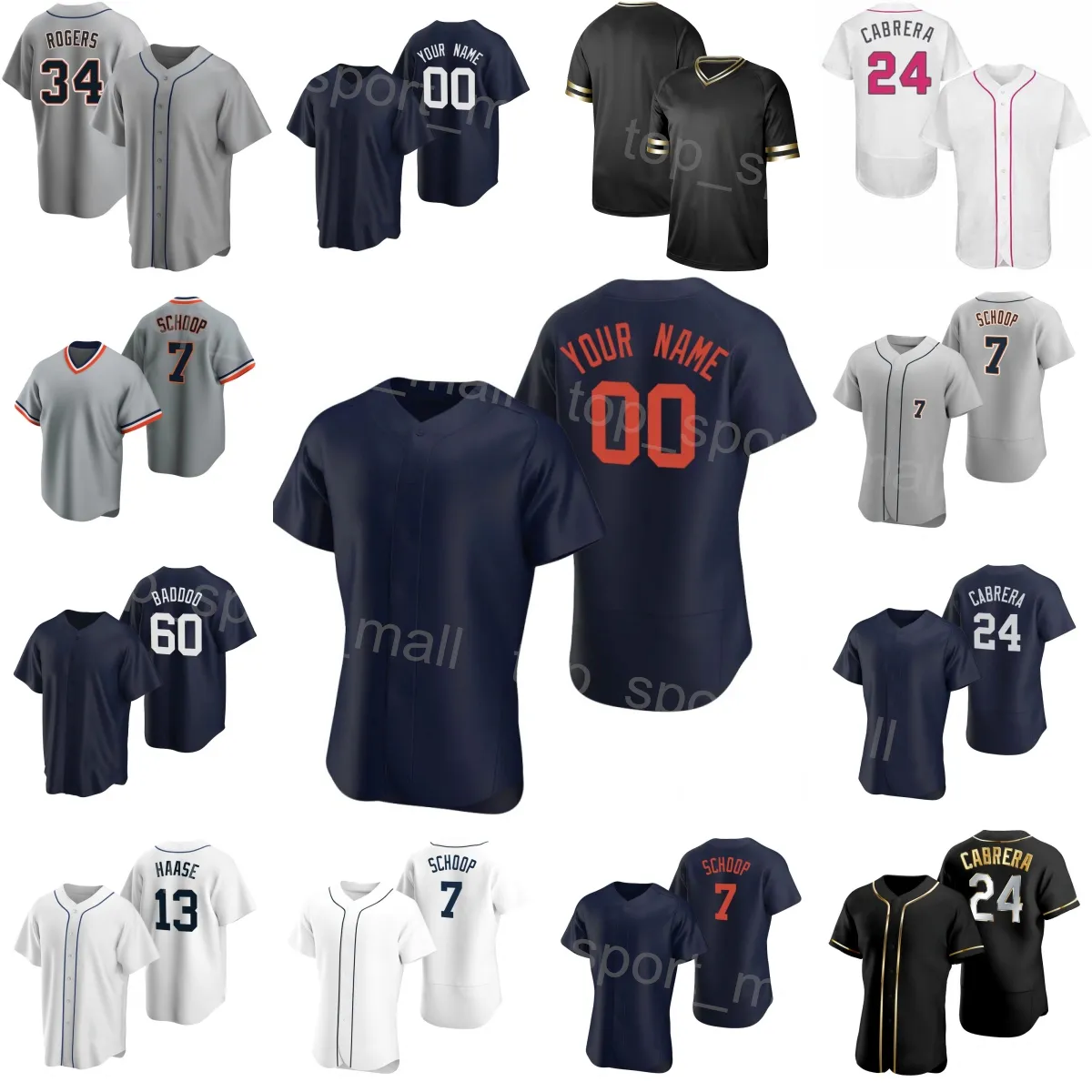 팀 야구 13 Eric Haase Jersey 39 Zach McKinstry 24 Miguel Cabrera 60 Akil Baddoo 7 Jonathan Schoop 34 Jake Rogers Space City Connect Flexbase Custom Men Youth L-H