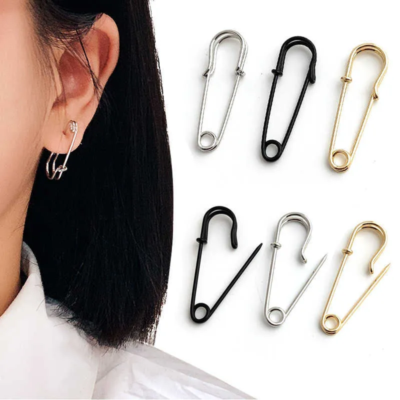 Stud Trendy Unisex Punk Rock Style Safety Pin Ear Hook Stud Earrings Exquisite Jewelry Gift for Women Men Z0517