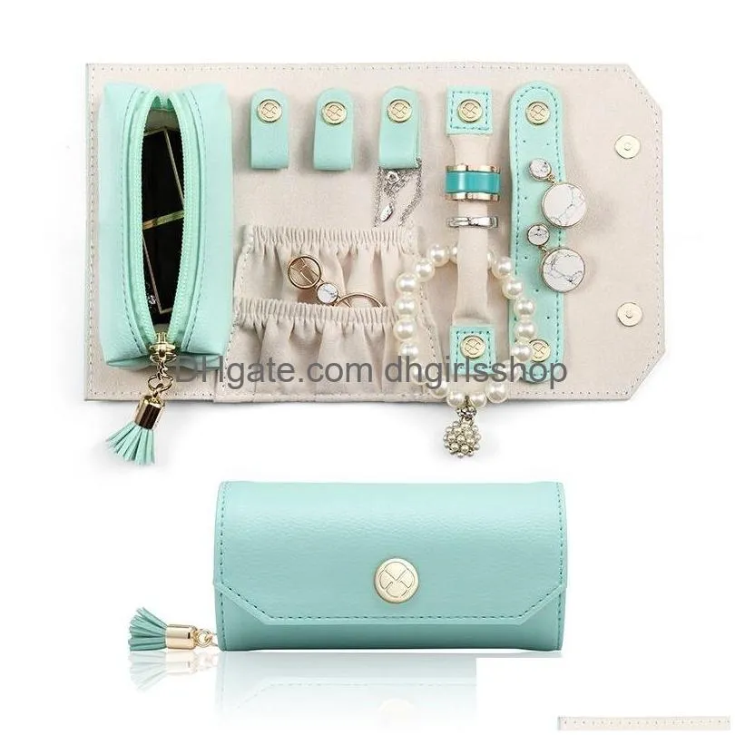 Jewelry travel organizer roll pouch top