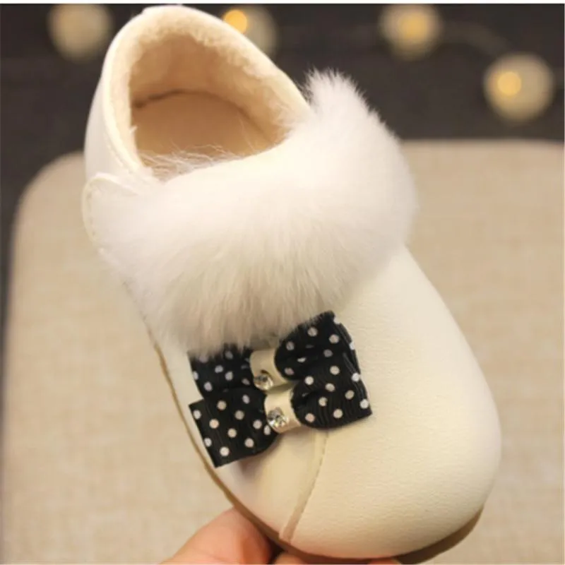 Sneakers Toddler Kids Girls Shoes Soft Fur Leather Bambini Princess Autunno Inverno Infant Size 15-30