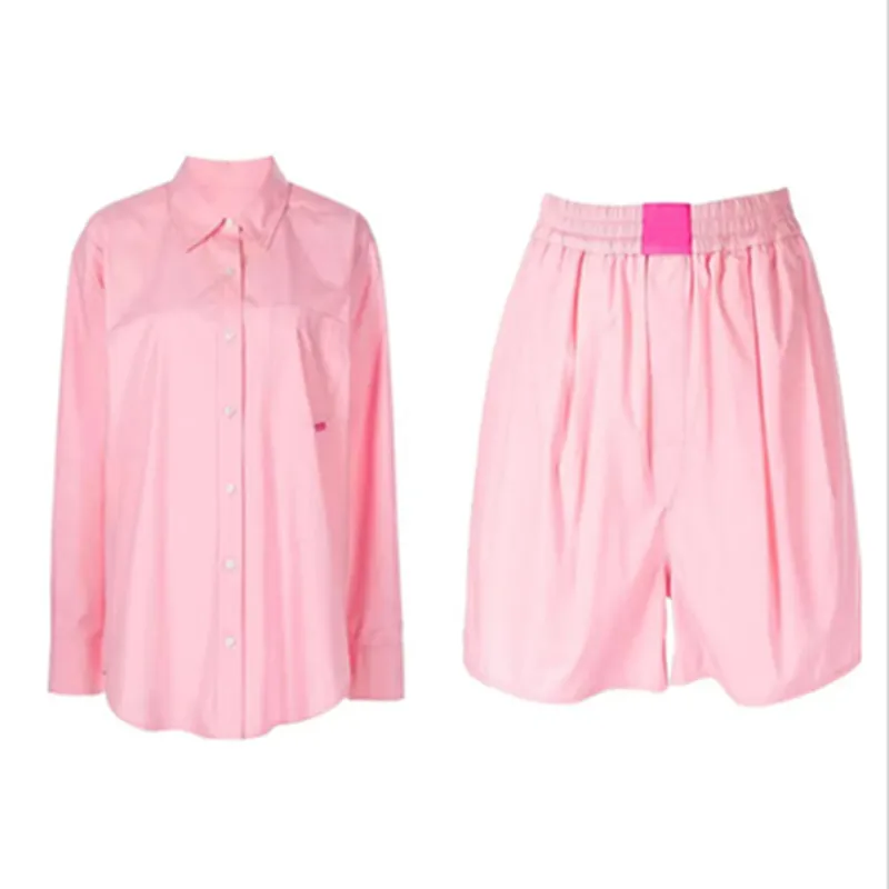 Designer shirts womens shirt lapel pink skirt shishorts women suit long shirt, skirt slim fitting sexy waist fashionable versatile skirt casual short