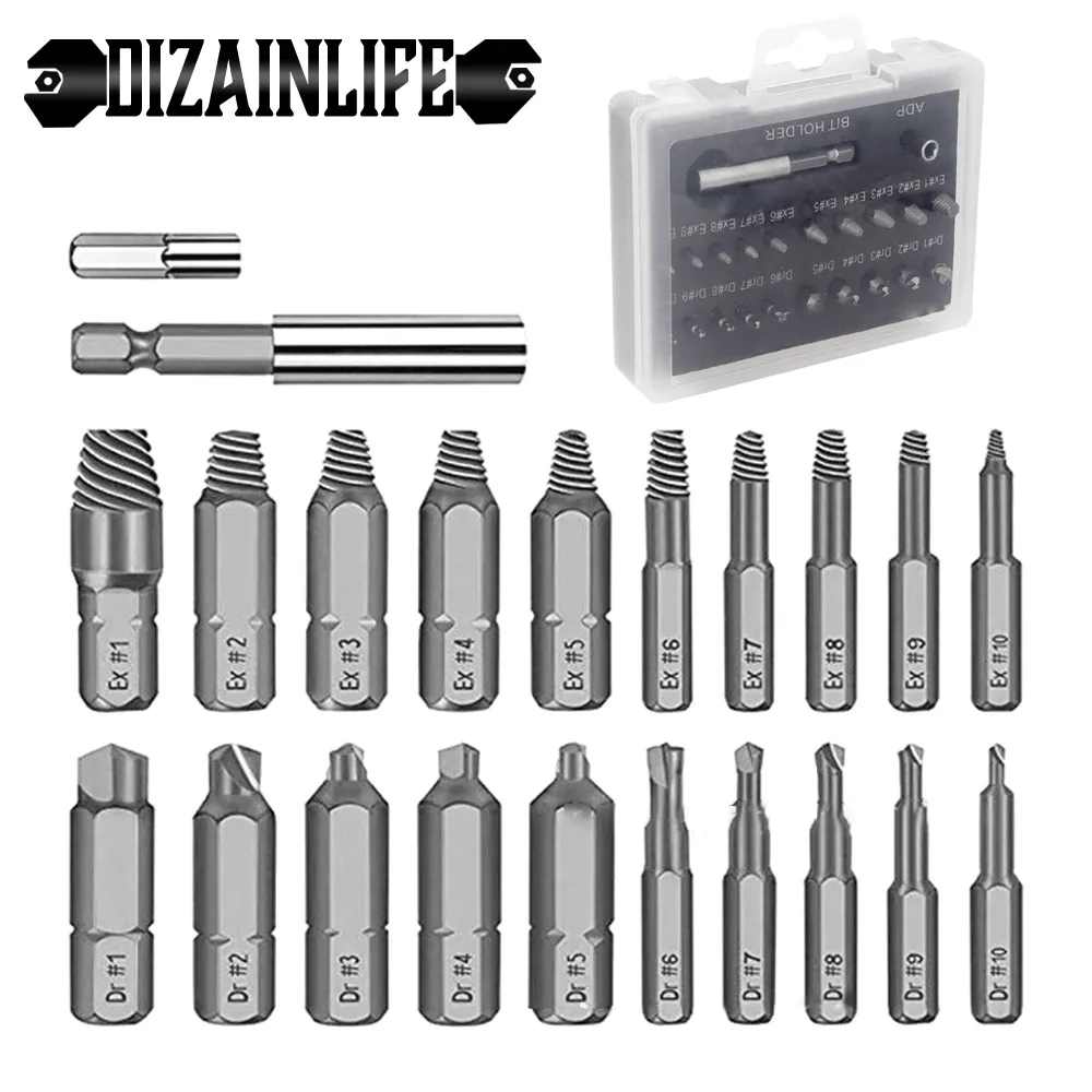 Drill Bits Damaged Screw Extractor Remover Drill Bit Set Disassemble Screws Bolt Stud Slip Teeth Demolish Stripped Broken Remover Tools 230517