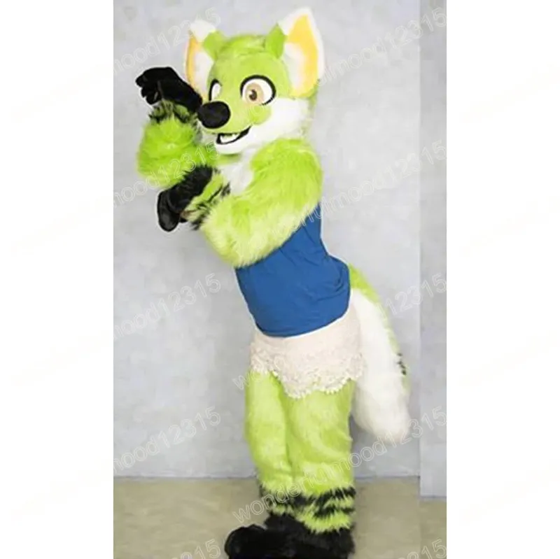 Performance Green Huksy Dog Mascot Costumes Carnaval Hallowen Gifts Unissex Adultos Fancos jogos de festa