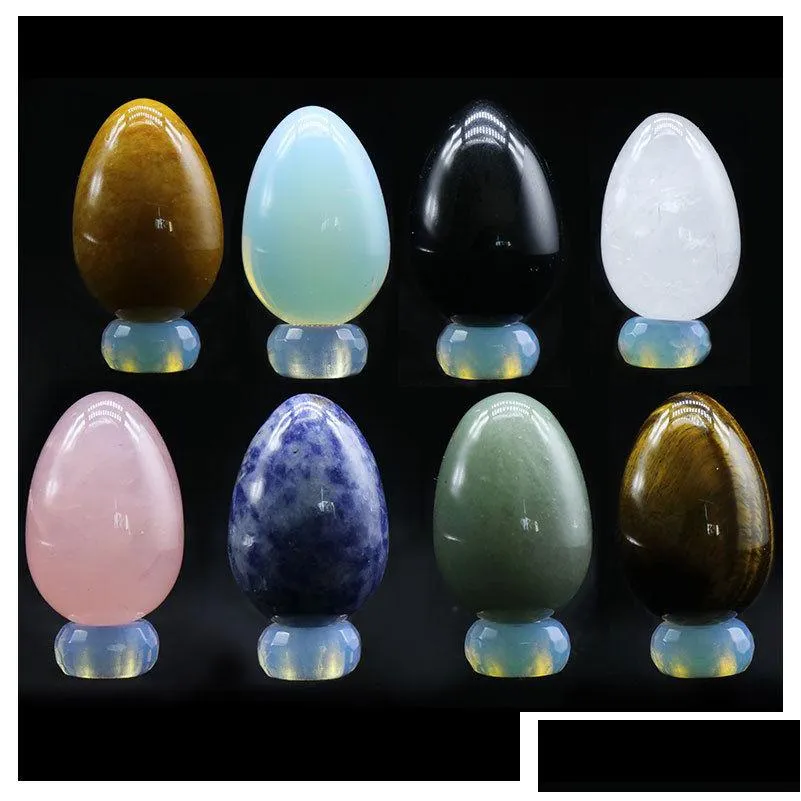 Stone Easter Ornament 30Mm Egg Shape Crystal Natural Craft Jewelry Chakra Reiki Healing Energy Protection Decoration Gift Dro Dhgarden Dhis8