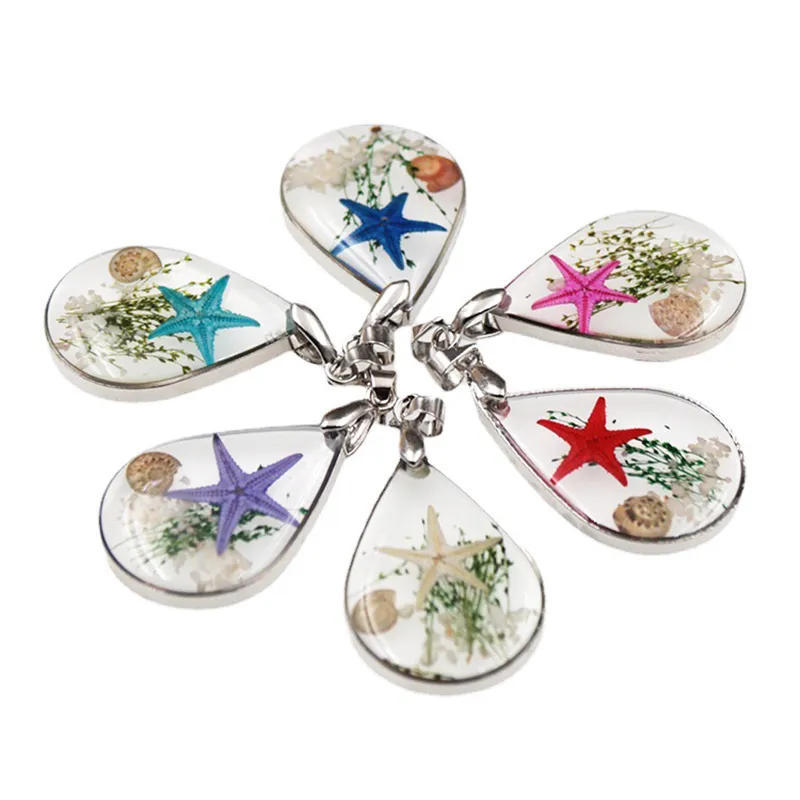 Natural Starfish Specimen Necklace Resin Pendant Necklace Fashion Accessories With Chain