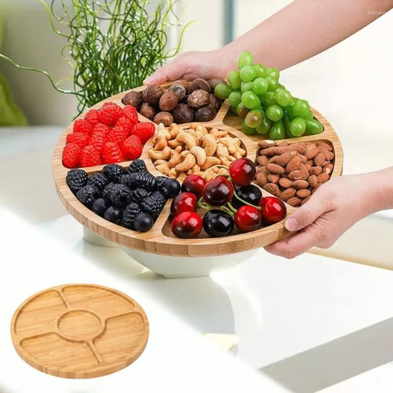 Assiettes corbeille à fruits support épaissi en bois multi-compartiments plateau à Dessert rond pas de mauvaise odeur collation Anti-déformée