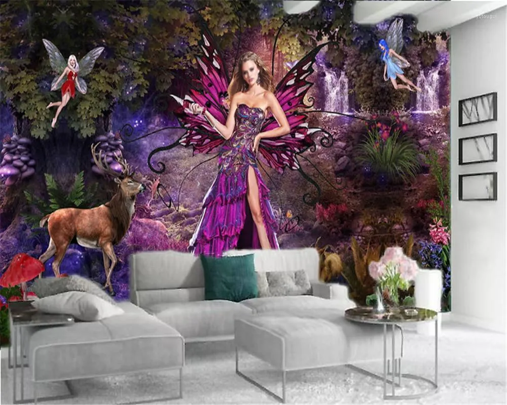Sfondi 3d Wallpaper Soggiorno Un gruppo di sexy bella farfalla elfo Stampa digitale HD decorativo