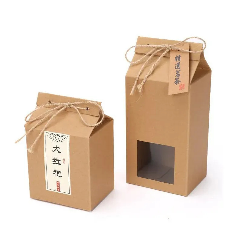 차 포장 상자 골판지 크래프트 종이 가방 접힌 음식 너트 차 상자 음식 저장 서서 종이 포장 가방