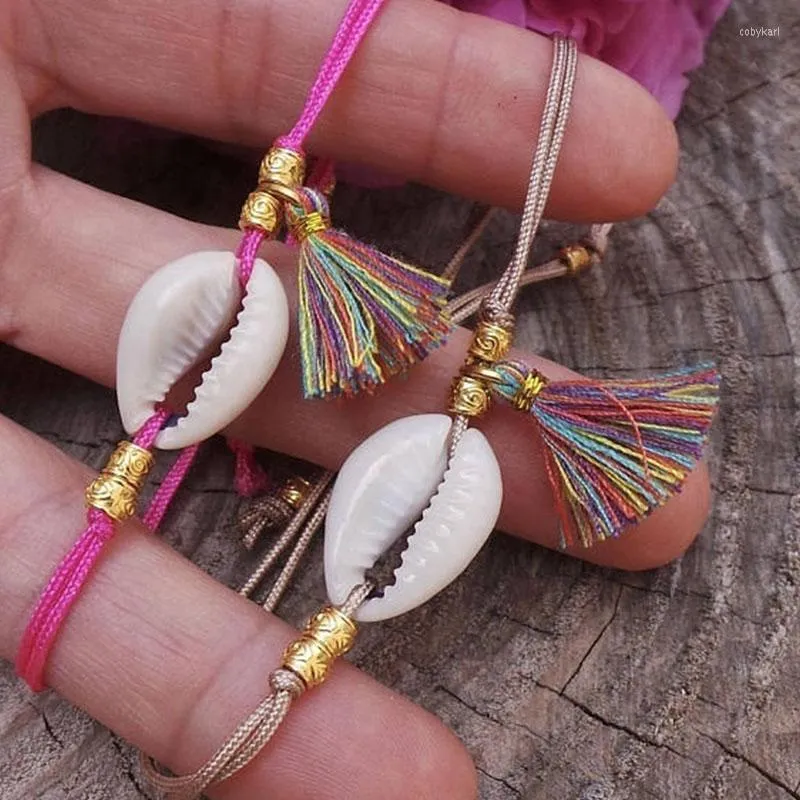 Strand Cowrie Shell armband Boho Tassel Summer Festival Sieraden stapelen Macrame