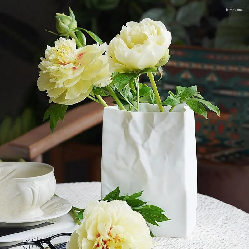 Gift Wrap Crinkle Paper Bag Vase Unique Portable Craft Book Flower Multivt Planter Pot Vases For Home Decor Tools