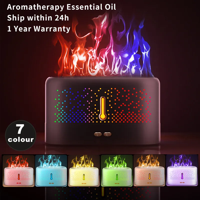 Diffuseurs d'huiles essentielles Flame Air Humidifier Diffuseur d'huiles essentielles Aroma Ultrasonic Mist Maker Aromatherapy Humidifiers Diffusers Fragrance Home Car 230517