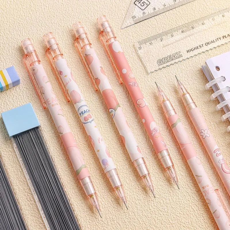 Bit härlig rosa mönster mekanisk penna för att skriva studenter stationer kreativ gåva söta stationära leveranser