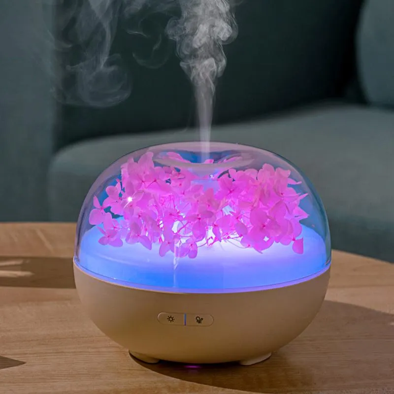 Apparater USB -luftfuktare Everlasting Flower Aroma Essential Oil Diffuser Air Fogger Färgglad LED -vatten Påfyllning av sovrumskontor