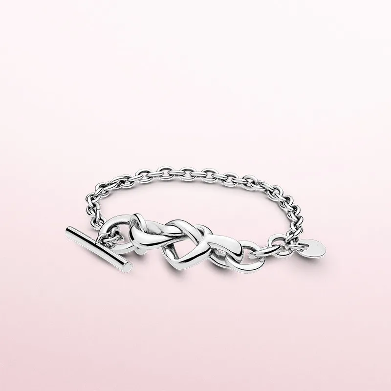 Authentic Sterling Silver Knotted Heart T Bar Bracelet For Pandora Designer Mothers Day Jewelry For Women Perfect Girlfriend Gift With Original Box From Superid 12.16 DHgate.Com