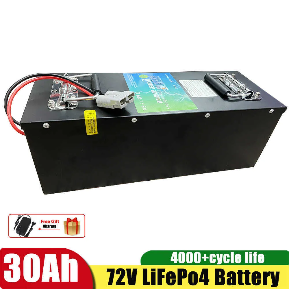 72V LIFEPO4 Electric Bicycle Scooter Battery 72V 30AH Laddningsbart batteri+5A -laddare