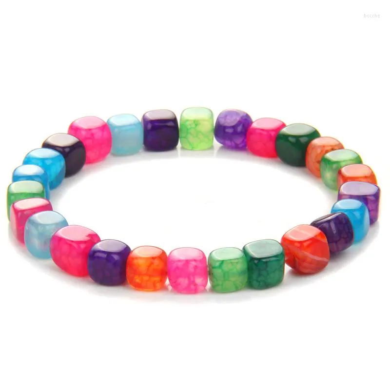 Strand Mix Color Square Agates Bracelet Cubic for Man Homem Hematita Spacer Miço Crown Charme Jóias de moda artesanais