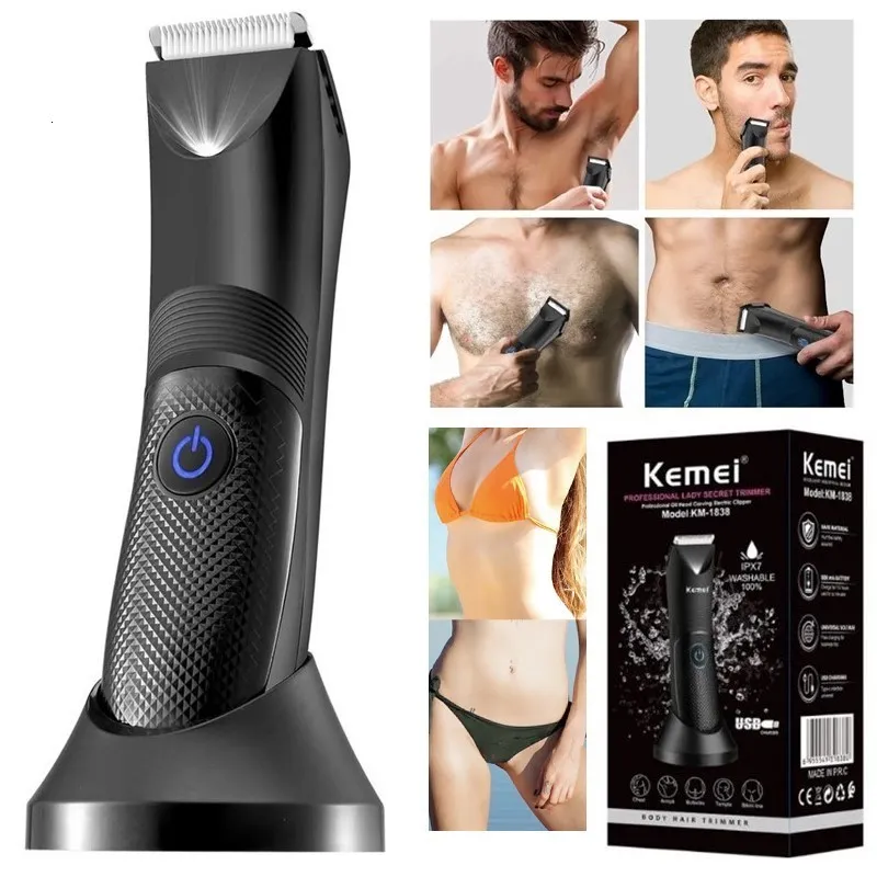 Hårtrimmer ljumsk kropp trimmer för män kvinnor elektriska ansikte skägg hår trimmer tvättbar pubic boll rakapparat kropp groomer laddningsbar 230518