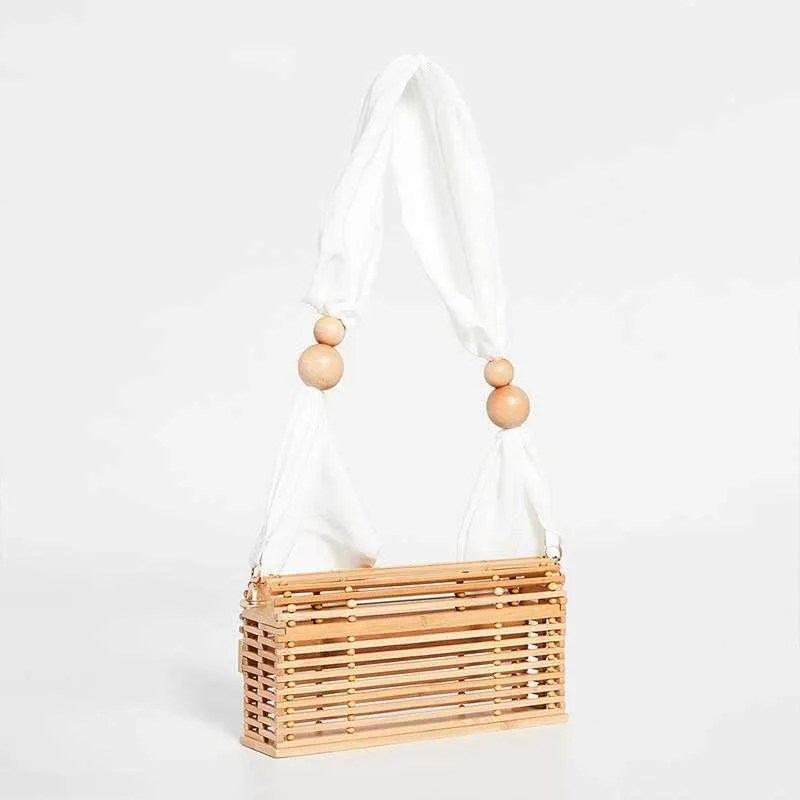 Evening Bags 2023 New Bamboo Beach Women Vintage Wooden Beaded Hand Woven Cover Straw Ladies Casual Basket Shoulder Holiday 230427 From 34 12 DHgate