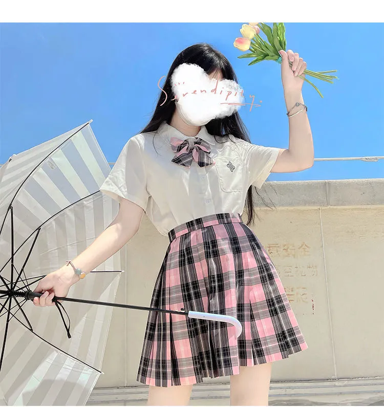 Japanese Preppy Style Sweet Plaid High Waist Skirt For Women Gothic Pink And Black Pleated Mini Plaid Pleated Skirt Kawaii Girls JK Uniform Harajuku Style 230518 From Kong02 14.74 DHgate.Com