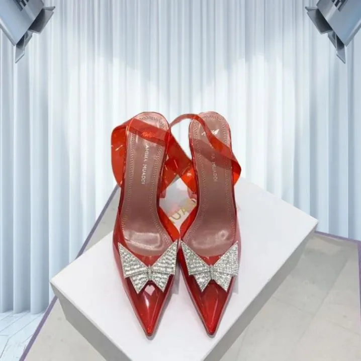 Luxury Designer Woman Sandals Italy Amina Muaddi Black Satin Begum Sling Heels Begum Crystal Brooch Slingback Pumps women Wine Cup Heels slippers Shoes 35--42 XXOXXO