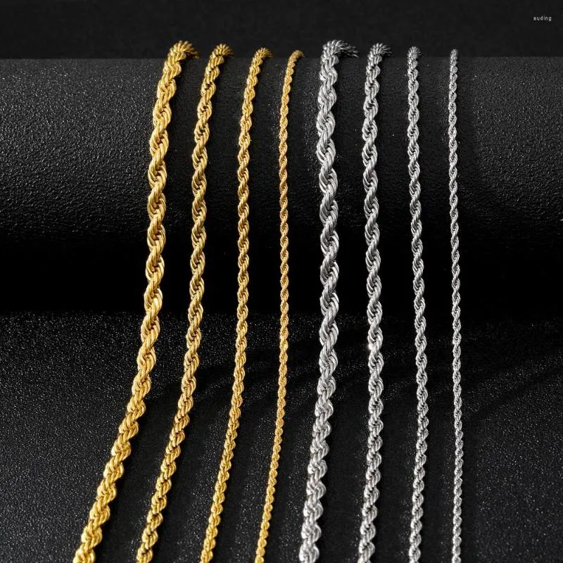 Ketten Seilkette Halskette Edelstahl nie verblassen wasserdicht Halsband Männer Frauen Schmuck Goldfarbe Geschenk