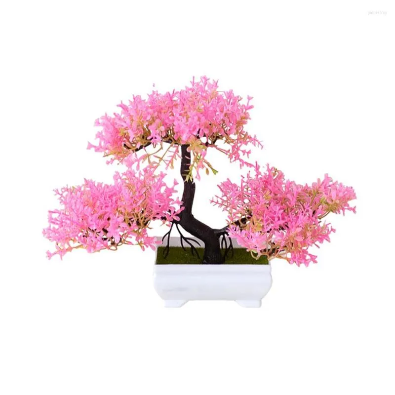 Dekorativa blommor konstgjorda växter tallsimulering bonsai liten trädkrukpa krukut plast hem el trädgård ornament