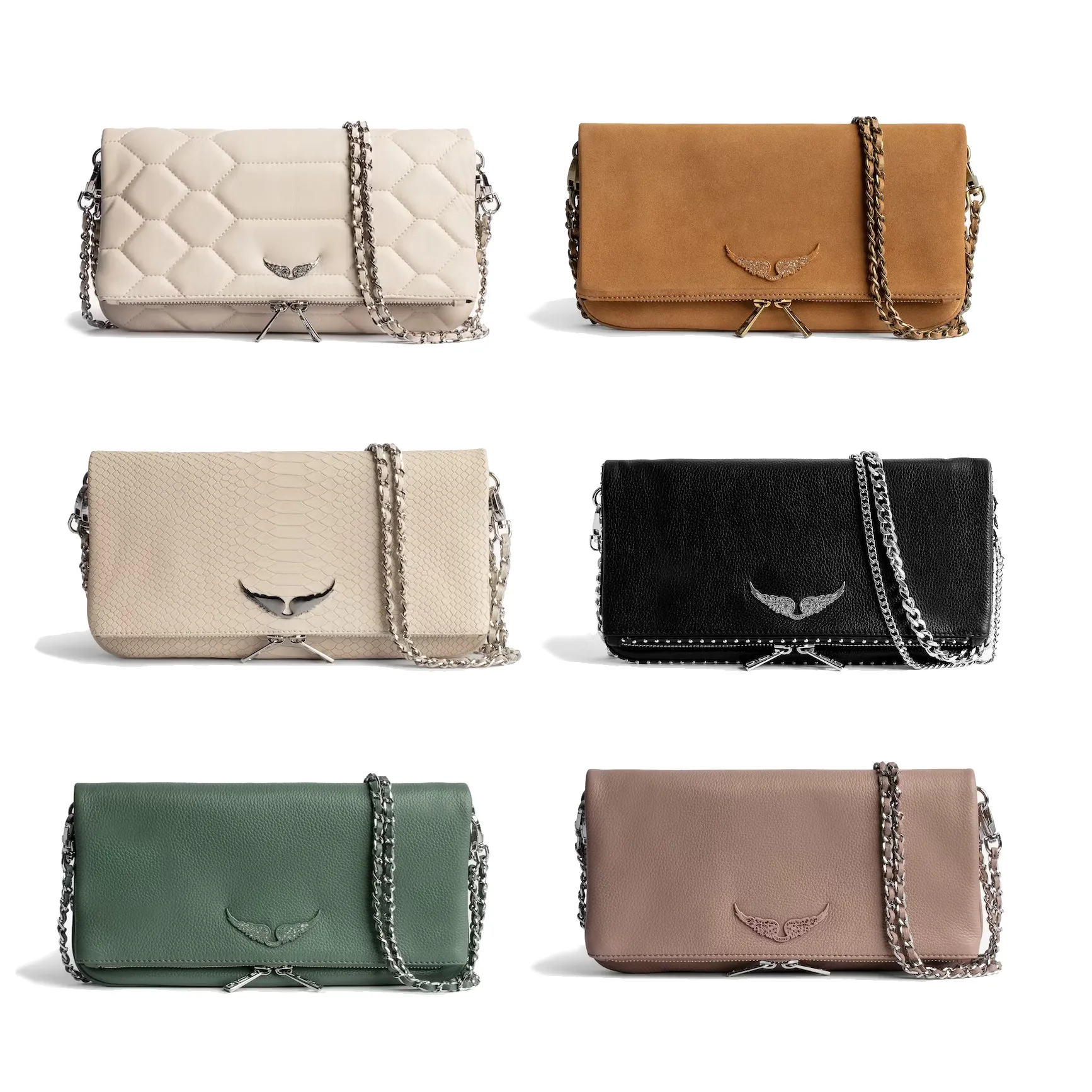 Zadig Voltaire Leather Pochette Bag Women s Handbag Clutch Shoulder Bag 7A Rock Swing Your Wings Travel Zipper Luxury Gym Crossbody Baguette Bag