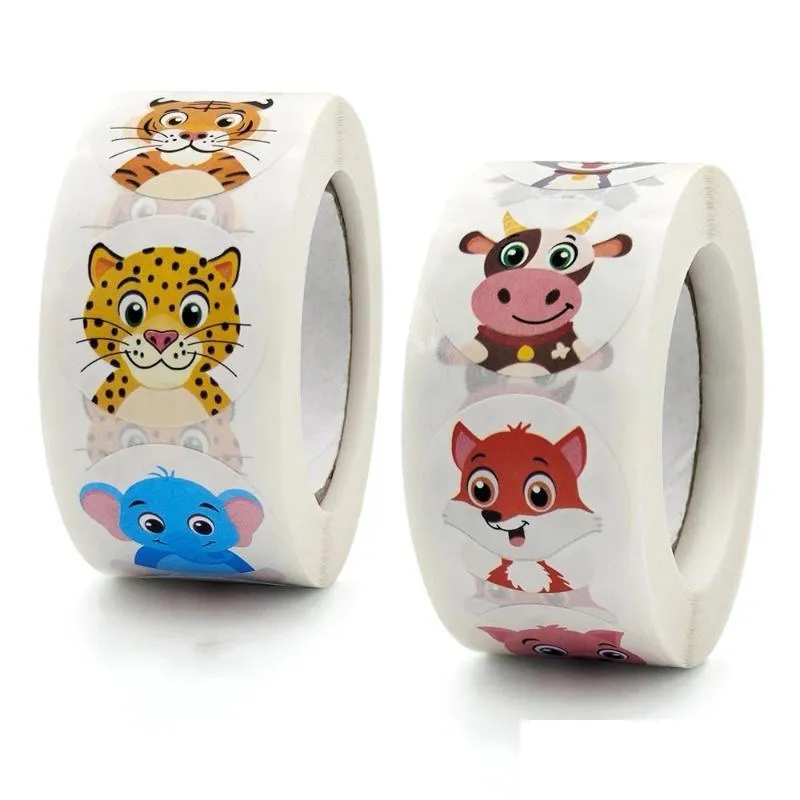 Gift Wrap 50500Pcs Cartoon Animal Children Sticker Label Thank You Cute Toy Game Diy Sealing Decoration Supplies Drop Delivery Home Dhdrh