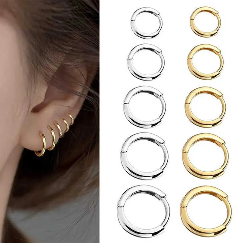 Stud 2022 New Simple Stainless Steel Small Hoop Earrings for Women Men Cartilage Ear Piercing Jewelry Pendientes Hombre Mujer Z0517