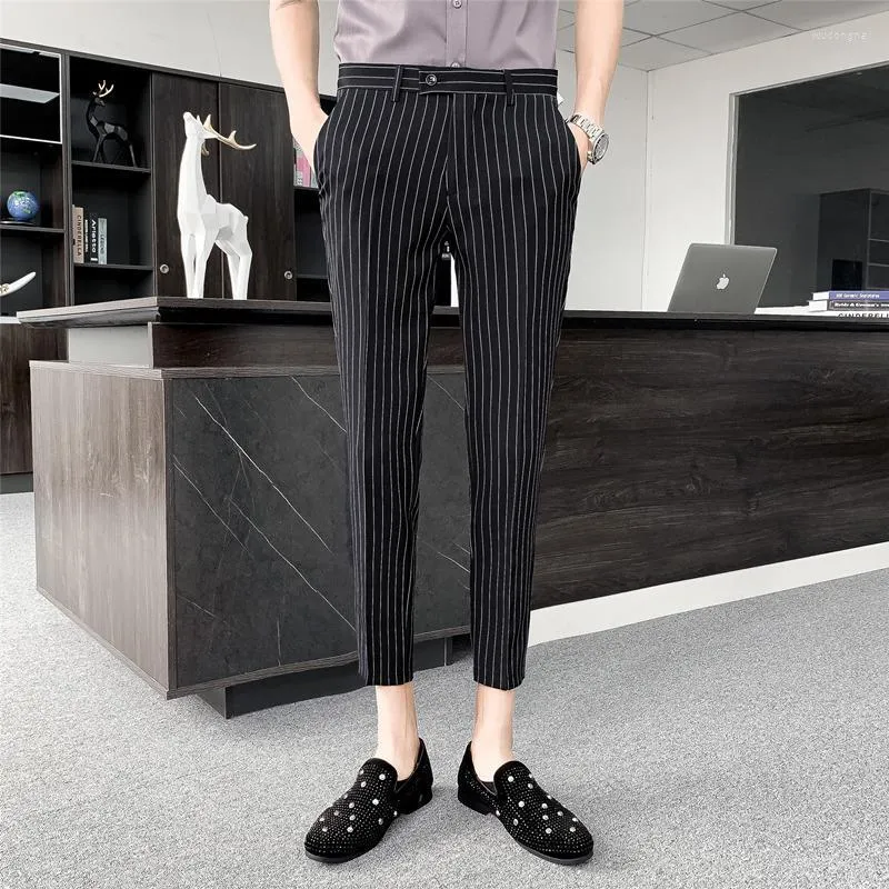 Men's Suits 2023 Suit Pants Men Leisure Stripe Straight Drape Korean Classic Fashion Business Casual Formal Wear Blazer Trousers Male P137