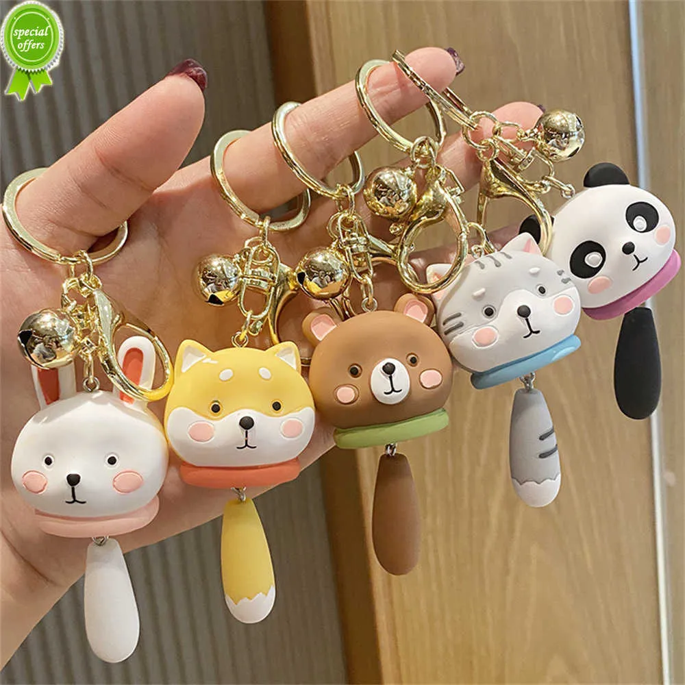 New Cartoon Corgi Dogs Keychain Resin Pet Doll Bells Pendant Keyring for Women Girl Backpack Charm Couple Toy Gifts Accessories