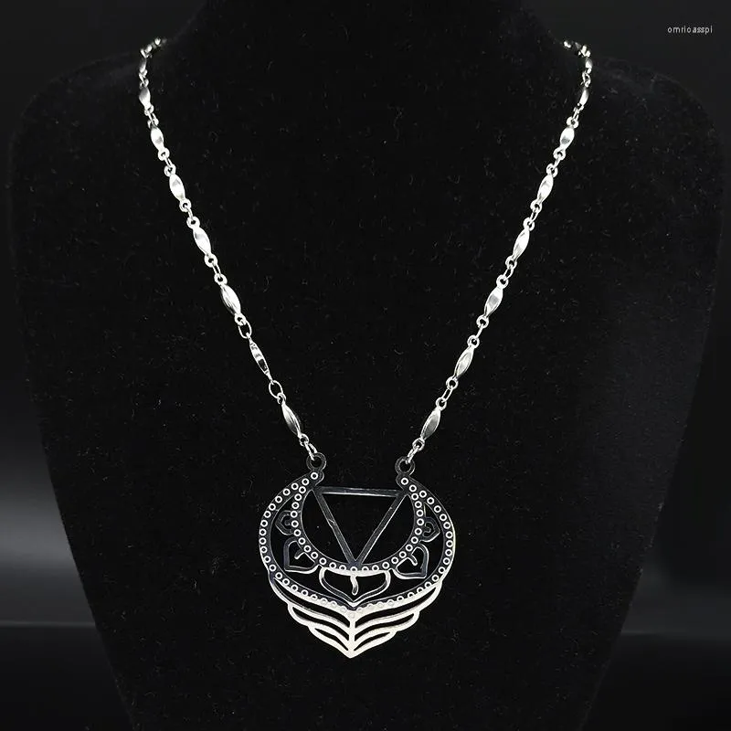Hänge halsband rostfritt stål blomma halsband kvinnor fjäder silver färghängare juvelery bisuteria n19767s08