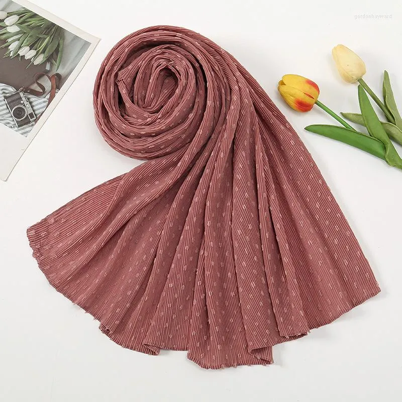 Eşarplar 2023 Tasarım Marka Kadınlar Kabarcık Şifon Scarf Sade Rasie Pot Dot Anlık Şallar Hijabs Lady Beach Cover Up Foulards 175 55cm