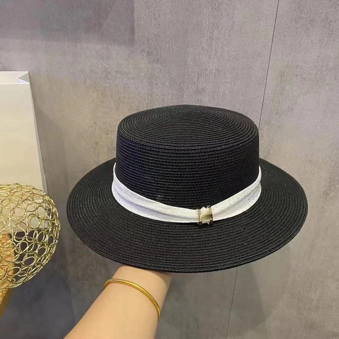 Quality French Sun-Proof Japanese Style Flat Top Straw Hats Female Summer Seaside Straw Hat Female Sun-Proof Sun Hats