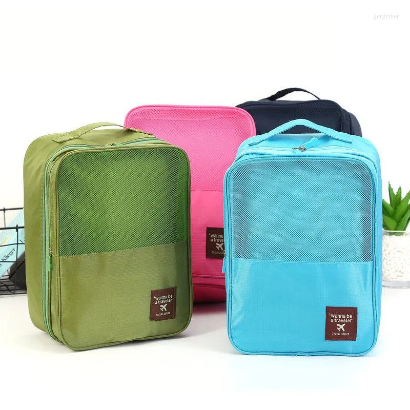 Sacs de rangement quatre couleurs sac à chaussures pour voyage Portable organisateur de bagages 3 paires de chaussures conteneur Nylon 30 13 21 cm boîte