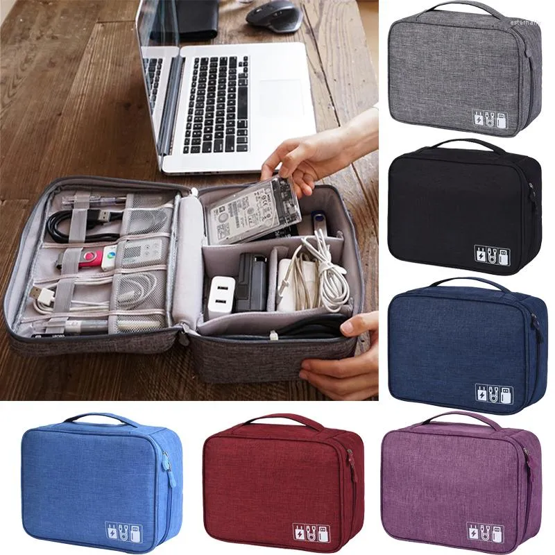 1 sac de rangement numérique gris pour câbles de données USB, fils  d'écouteurs, stylos, batterie externe, accessoires électroniques, pochette  de kit de voyage, Mode en ligne