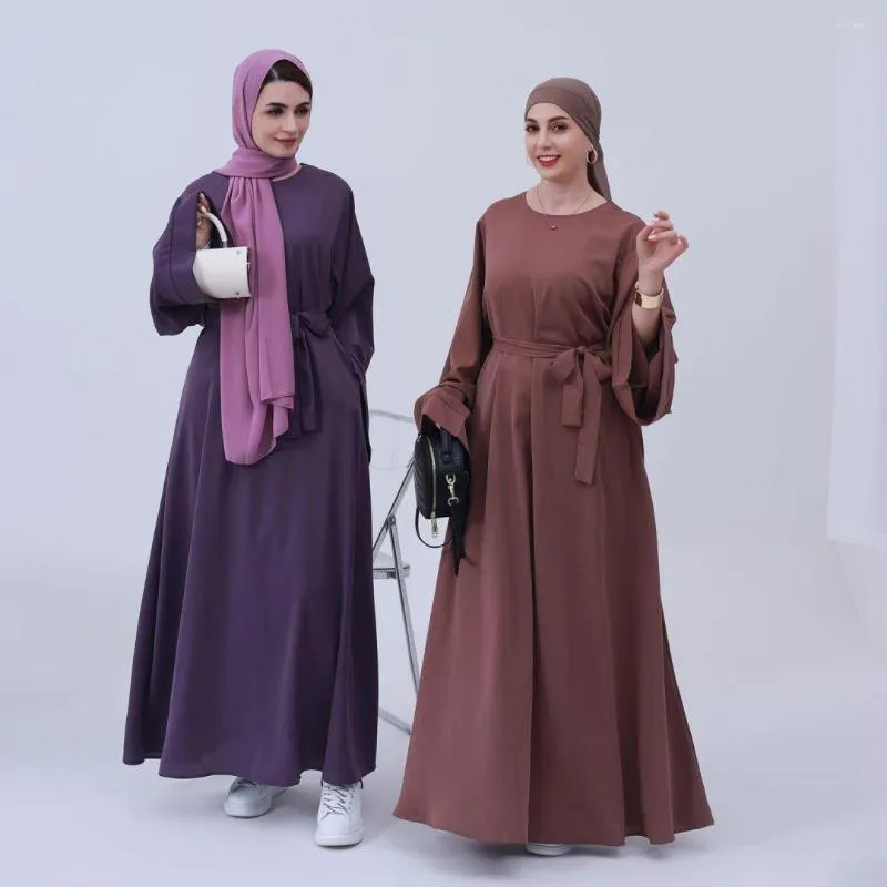 Etniska kläder muslimska kvinna klär lös casual mantel islamisk dubai turkiska blygsamma abaya ramadan eid kaftan jelaba femmes musulmanes