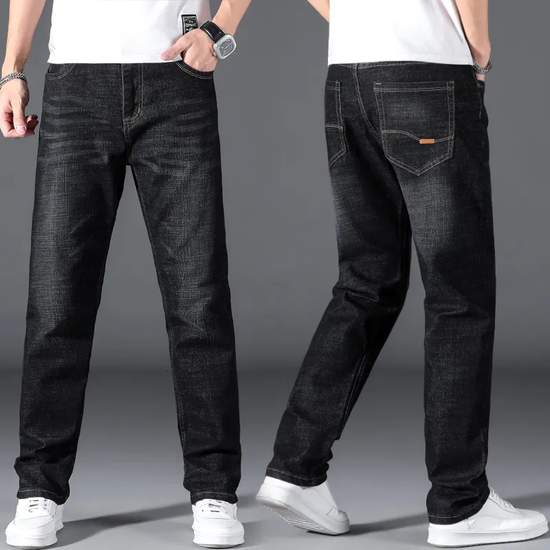Heren jeans plus maat 42 44 48 50 klassieke herenjeans los rechte zwart blauwe jeans stretch business casual broek mannelijke merkbroek 230517