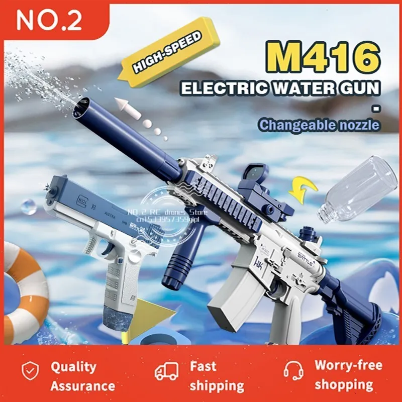 Gun Toys Summer Pistola ad acqua elettrica completamente automatica Ricaricabile a lungo raggio Sparo continuo Space Party Game Spruzzi Kids Toy Boy Gift 230518