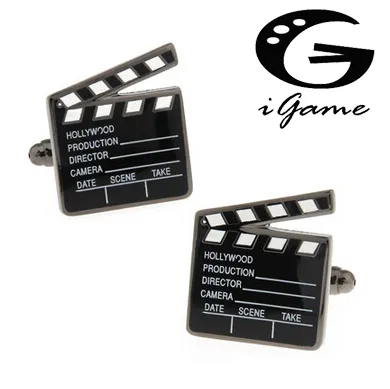 IGAME CUFFLINKS FACTORY VAREJA Moda Cufflinks Black Color Hollywood Design de filme Links de punho