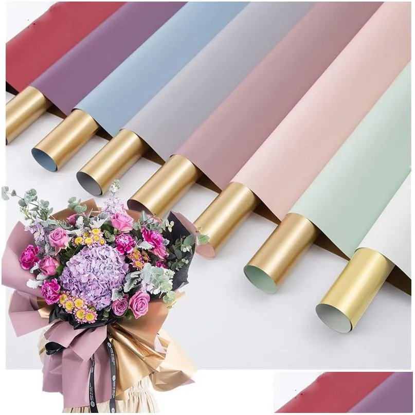 Pakiet prezentowy papier kwiatowy podwójny kolorowy obraz kwiaciarni bukiet dekoracja walentynkowa upusz